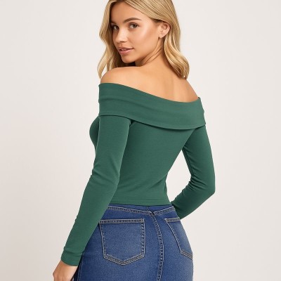 Λαδί Μπλουζάκι Off-Shoulder
