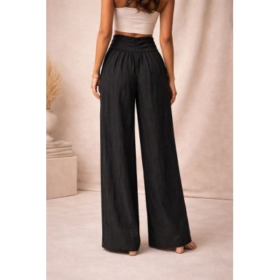 Μαύρη Παντελόνα Γάζα με Ζώνη