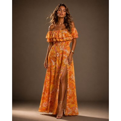 Sunset Satin Maxi Dress