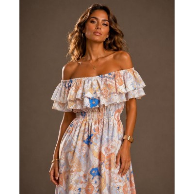 Desert Bloom Satin Maxi Dress