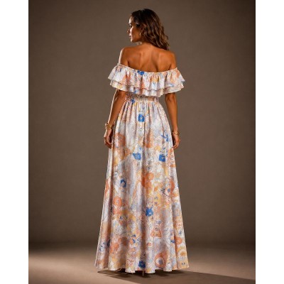 Desert Bloom Satin Maxi Dress