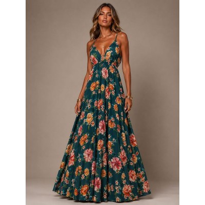 Satin Bloom Maxi Dress
