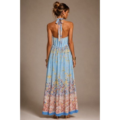 Blue Blossom Linen Feel Dress
