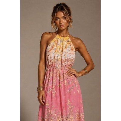 Pink Blossom Linen Feel Dress