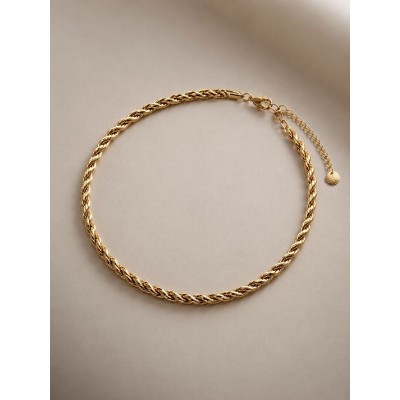 Χρυσό Ατσάλινο Κολιέ Rope Chain