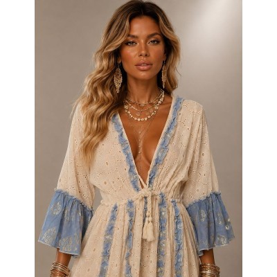 Φόρεμα Boho Luxury Silk – Γαλάζιο