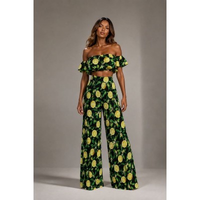 Σετ σατέν με lemon print – Εντυπωσιακό & αέρινο