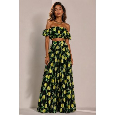 Σετ σατέν με lemon print – Εντυπωσιακό & αέρινο