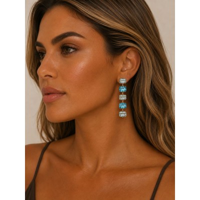 Ατσάλινα Κρεμαστά Σκουλαρίκια Aqua Glow