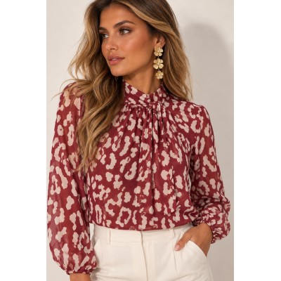 Μουσελίνα Μπλούζα με Animal Print