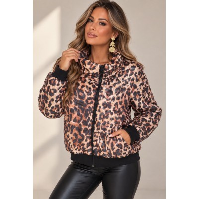 Leopard Velvet Puffer Jacket