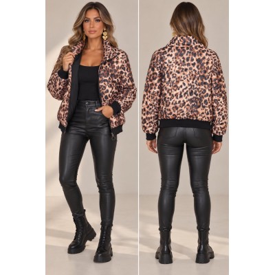 Leopard Velvet Puffer Jacket