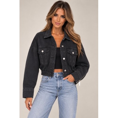 Μαύρο Cropped Denim Jacket
