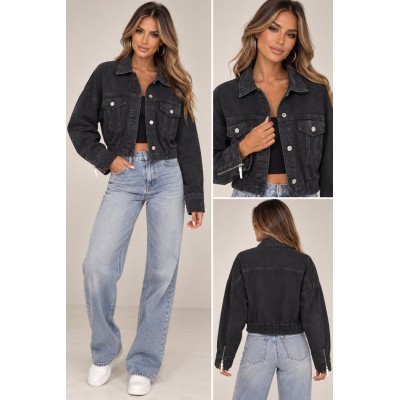 Μαύρο Cropped Denim Jacket