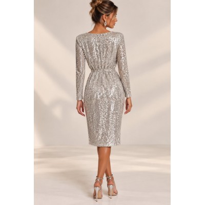 Silver Glow Midi Dress