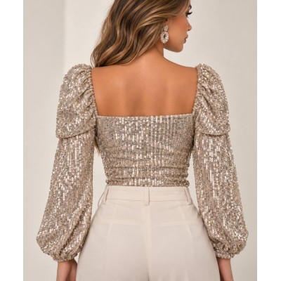 Sequin Bodysuit Silver – Ασημί Κορμάκι με Παγιέτα & Cups