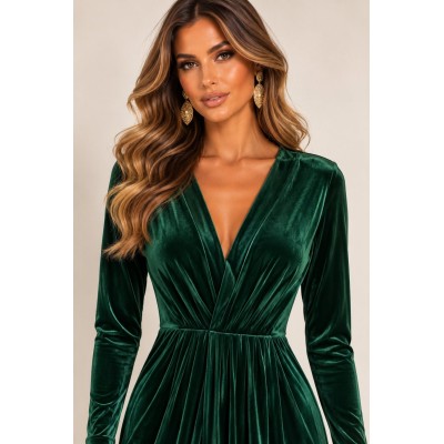 Velvet Emerald Maxi Dress – Σμαραγδί Πράσινο