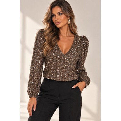 Lurex Sequin Top – Bronze