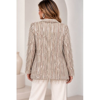 Luxury Sequin Blazer – Εκρού / Ασημί