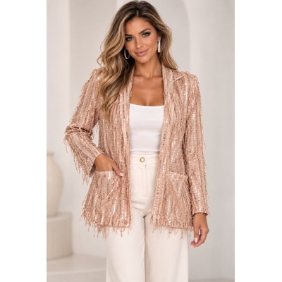 Luxury Sequin Blazer – Rose Gold