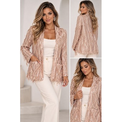 Luxury Sequin Blazer – Rose Gold