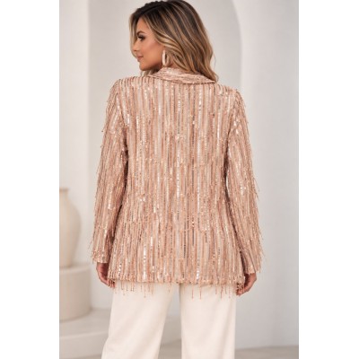Luxury Sequin Blazer – Rose Gold